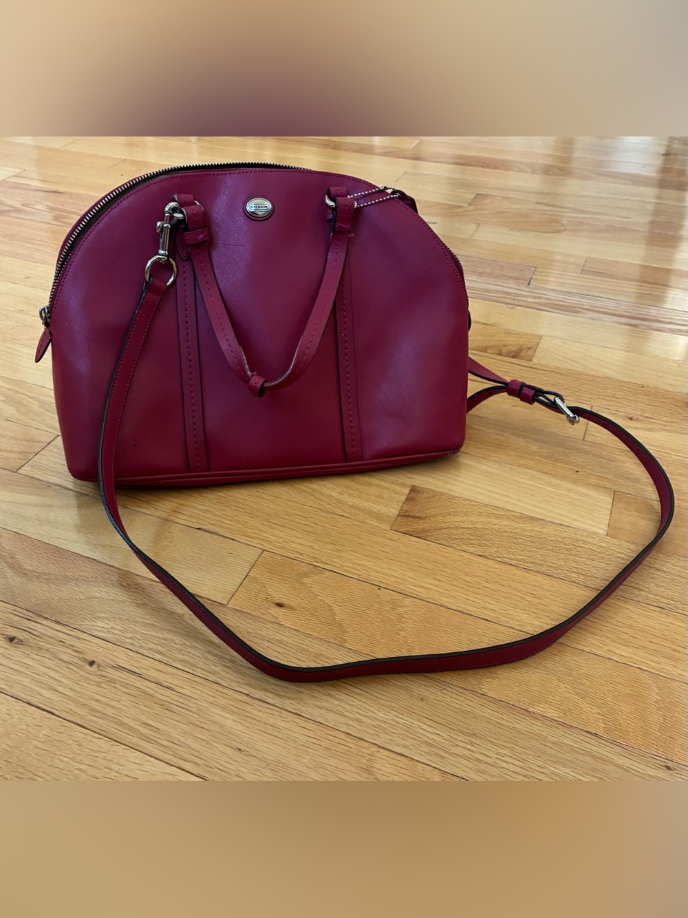 Coach Purse Pink Satchel Double Handle Detachable Strap
